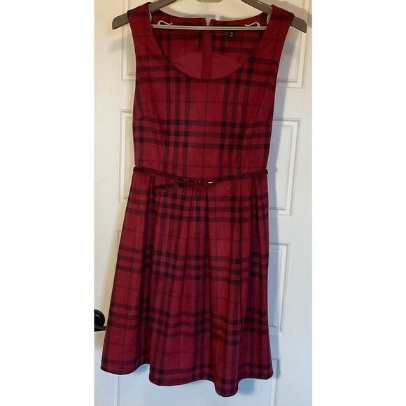 torrid Dresses & Skirts - Torrid Dark Red Brushed Plaid Skater Skirt Belted Sleeveless Plus 16